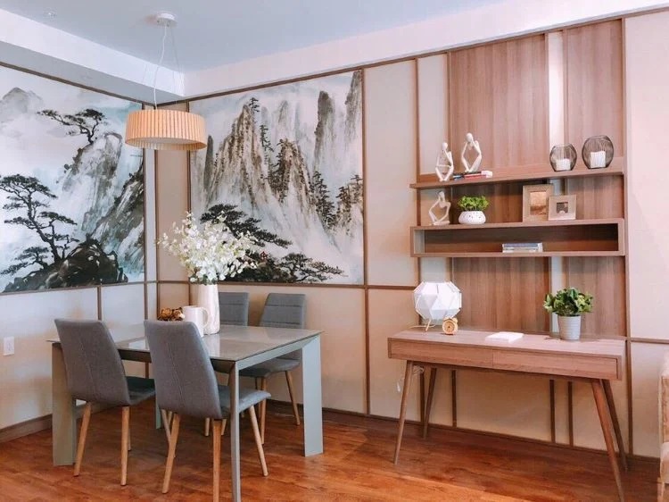 Phòng ăn căn hộ dự án Akari City được bố trí liên thông với phòng khách, giúp mở rộng tối đa không gian sinh hoạt